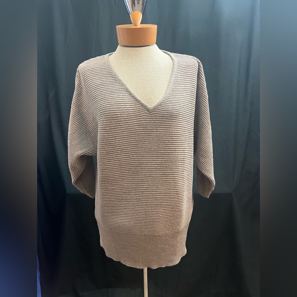 New York & Company batwing beige and gold sweater - size L